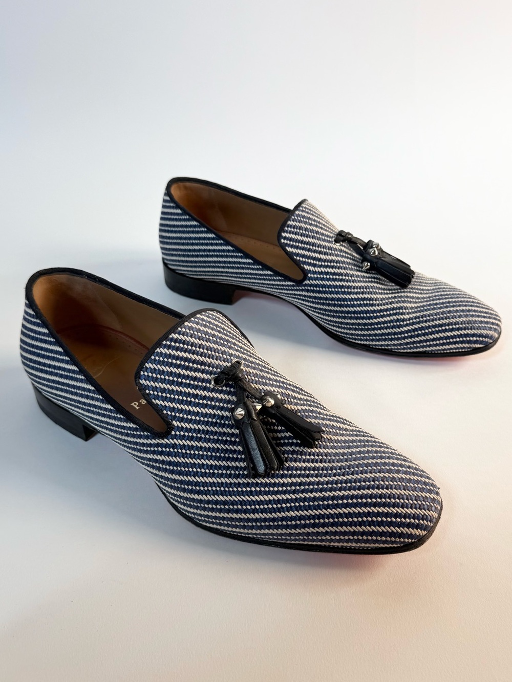 Christian Louboutin Blue Woven Tassel Loafers